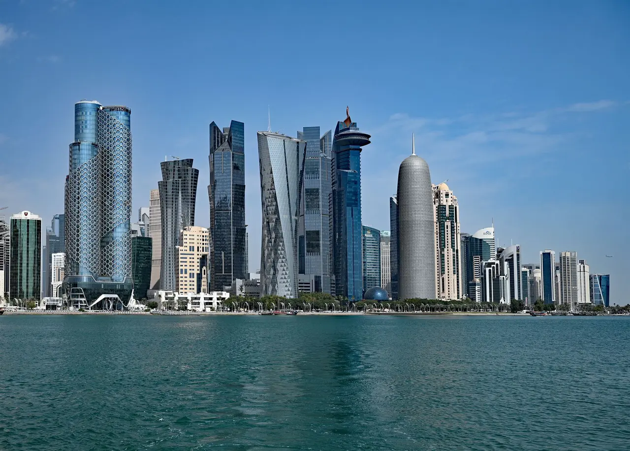 The West Bay towers in Doha seen across the water on a clear day