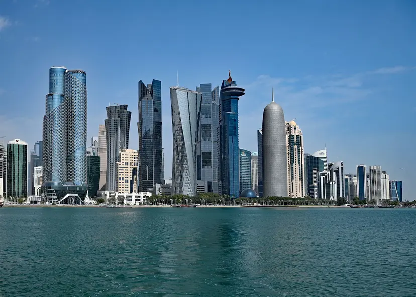 The West Bay towers in Doha seen across the water on a clear day