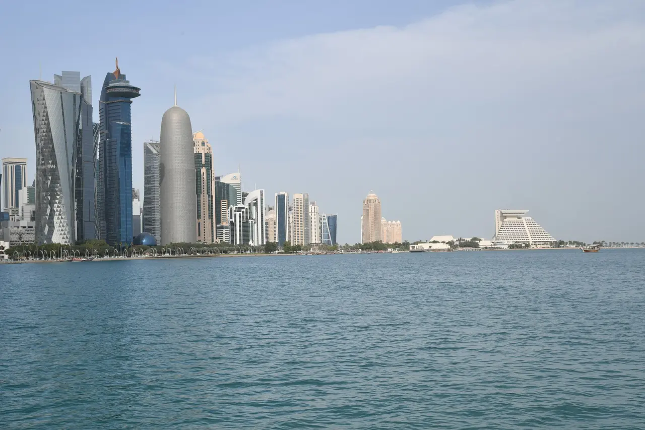 Doha West Bay towers seen across the water on a clear day
