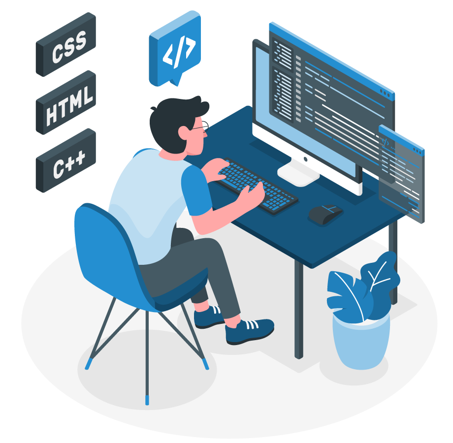 web A developer develops a website